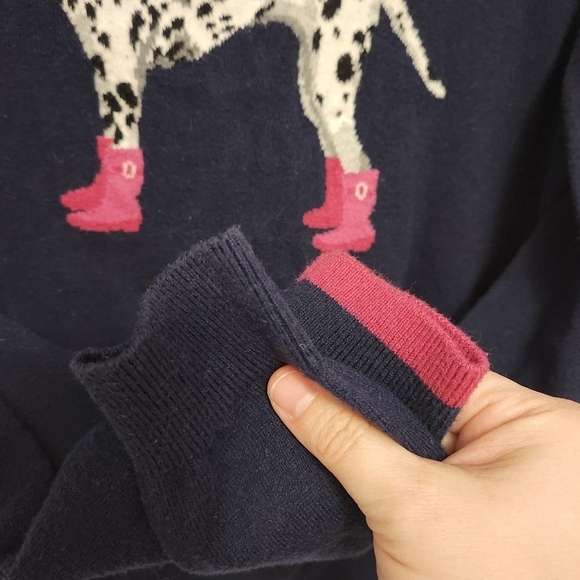 Joules Miranda Intarsia Crew Neck Navy Sweater with Dalmatian  Size US 8 - Picture 6 of 10